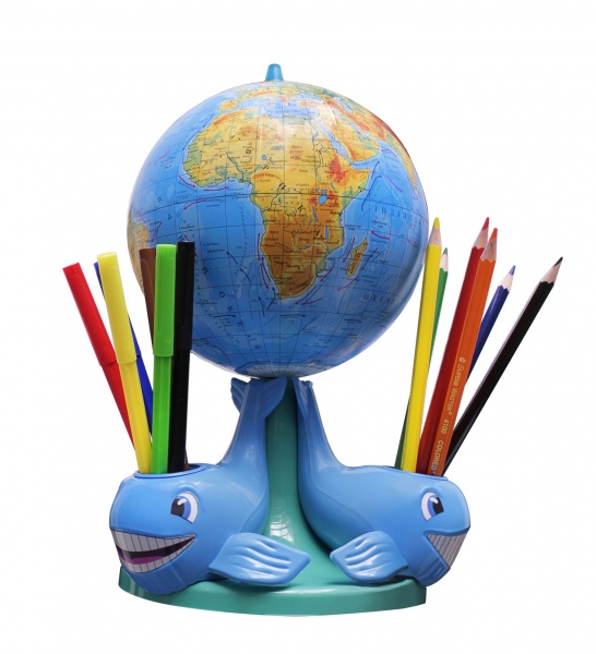 Глобус фізичний + канцелярський набір Три кити Марко Поло