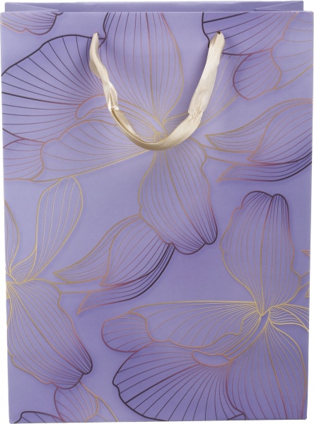 Пакет подарочный XLL-1 D-1140 лавандовый орхидеи с лаком