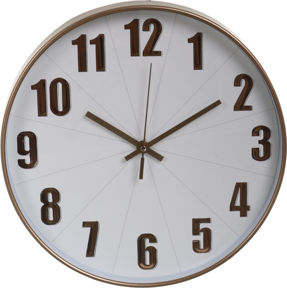 Часы настенные Silent 30 см белый с золотом