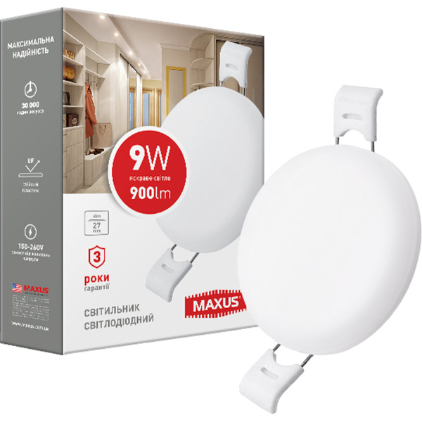 Светильник точечный Maxus Sp Edge круг LED 9 Вт 4100 К белый 