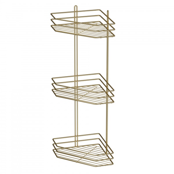 Полка для ванной Украина угловая 3-ярусная 25 см золото 
