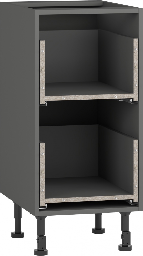 Тумба нижняя Грейд с 2-мя ящиками частичного открытия Q-25 /Оптимум 400x870x522 мм серый графит