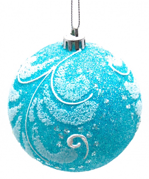 Шар Орнамент d100 100 мм голубой/белый 2218