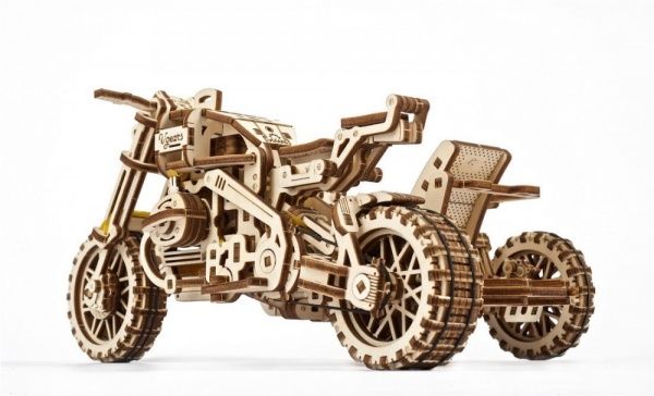 Деревянный 3D-конструктор UGEARS Мотоцикл Scrambler UGR-10 с коляской