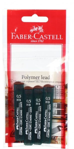 Набор грифелей 0,5 мм НВ 4 шт черный 18509 Faber-Castell