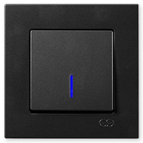 Вимикач одноклавішний Gunsan Eqona з підсвіткою чорний 01 40 34 00 100 102