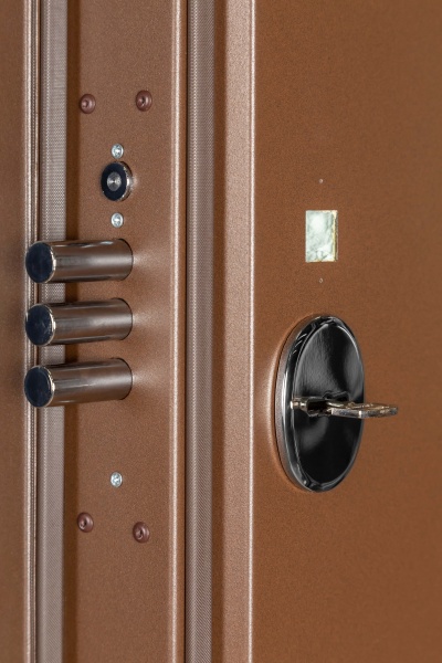 Дверь входная Булат Elegant 703 Metalic Wood - коричневая коричневый 2050x850 мм левая