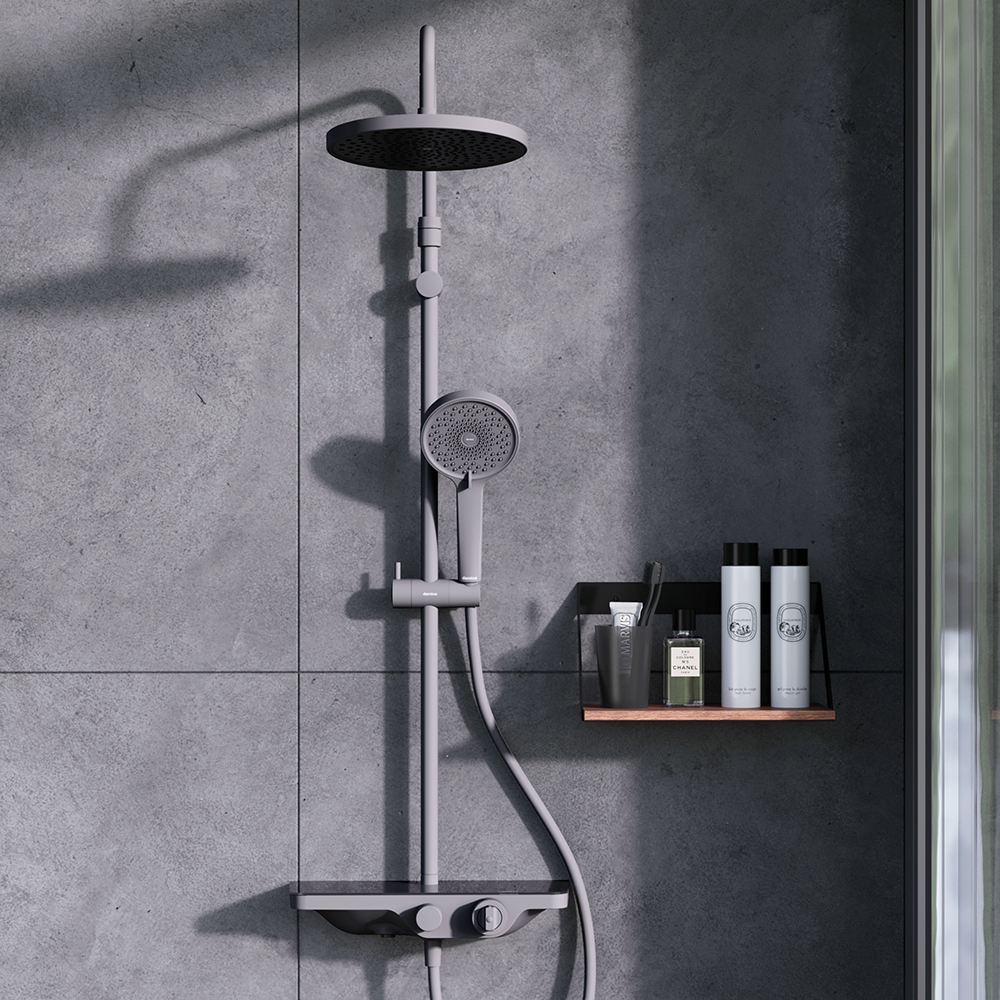 Душевая система Damixa 947760300 Apollo, с ванно-душевым термостатическим смесителем-полкой