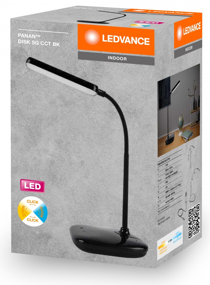 Настольная лампа Ledvance 12 Вт черный PANAN DISK SQ 12W BK