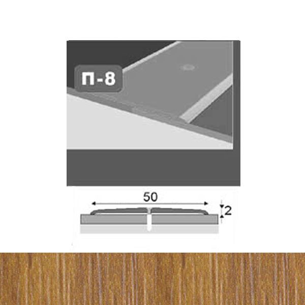 Профиль для пола стыкоперекрывающий П8 50x900 мм Орех лесной