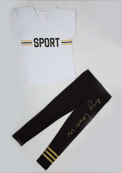 Комплект для девочек Roksana Active р.122-128 белый-черный №0020/12144 