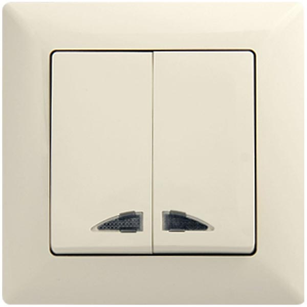 Выключатель двухклавишный Gunsan Visage с подсветкой 16 А 250В IP20 кремовый