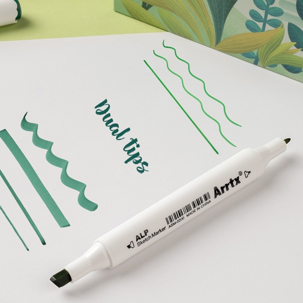 Набор маркеров Arrtx спиртовых Alp ASM-02GN 24 цвета зеленые оттенки LC302246 