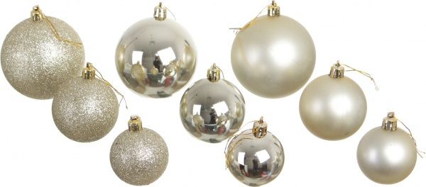 Набор елочных шаров пластикових шампань 5-6-8 см 109 шт./уп. 