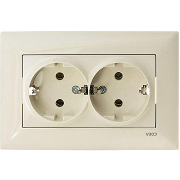 Розетка Viko Meridian подвійна з заземленням кремова