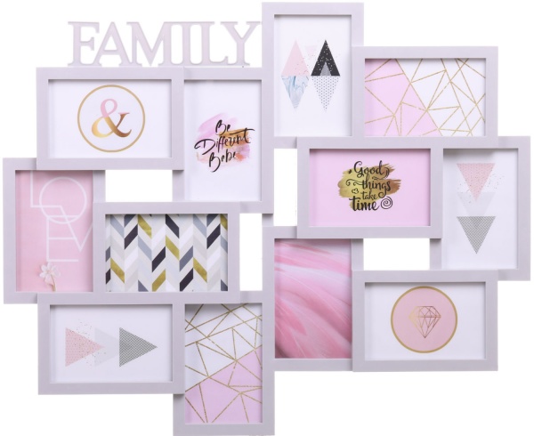 Фотоколаж Family 61,5х50,5х2,5см 12 фото 10x15 см сірий 