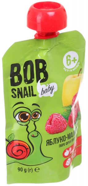 Пюре Baby Bob Snail Яблуко-Малина для дітей від 6 місяців 90 г 