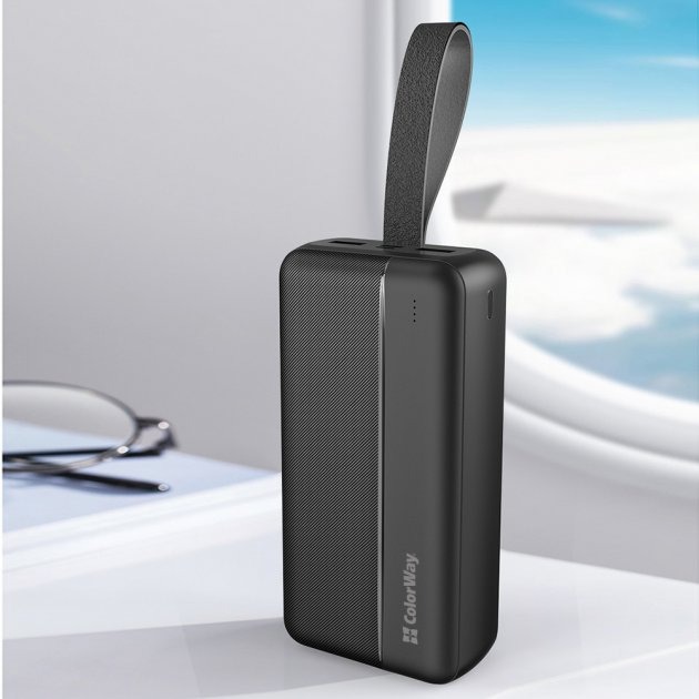 Повербанк ColorWay 30000 mAh black (CW-PB300LPC2BK-PD) High-power 2 (USB QC3.0 + USB-C Power Delivery 22.5W)