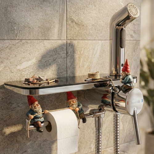 Гигиенический душ Imprese скрытого монтажа, LORETA черная полочка, хром