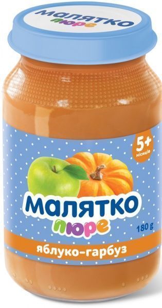 Пюре Малышка Гарбуз та яблуко 180 г 4820123510691  