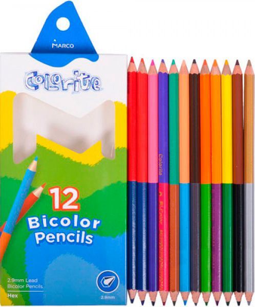 Олівці кольорові Colorite 12 шт. 24 кольори 1110-12CB Marco