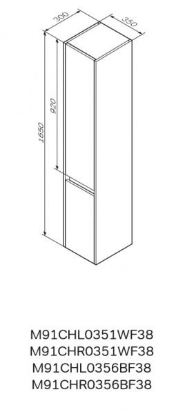 Шафа для ванної кімнати AM.PM M91CHR0351WF38 GEM S 35 см права білий глянець/дерево