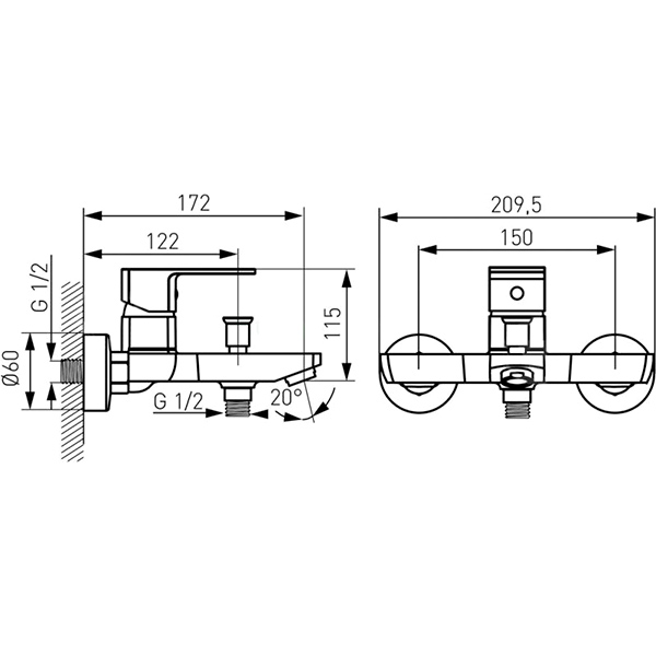 Смеситель для ванны Ferro АLBA BLB1VL