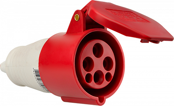Розетка силовая переносная с заземлением АСКОУКРЕМ ГП 16А/4 3Р+РЕ (214) красно-белый