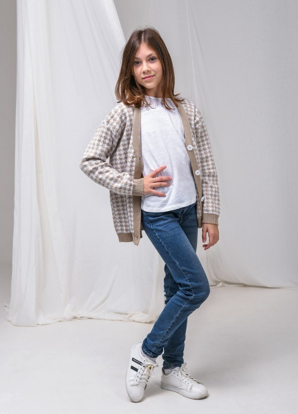 Кардиган для девочки ART KNIT Лапки р.164170 бежевый 