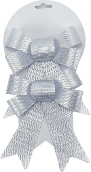 Декорація новорічна Shunda бант 14х17 см срібний 2 шт