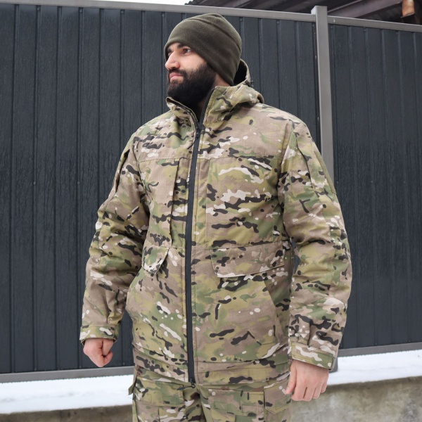 Куртка UkrCossacks бушлат тактическая зимняя мультикам с сумкой для транспортировки, р.52 р.XL