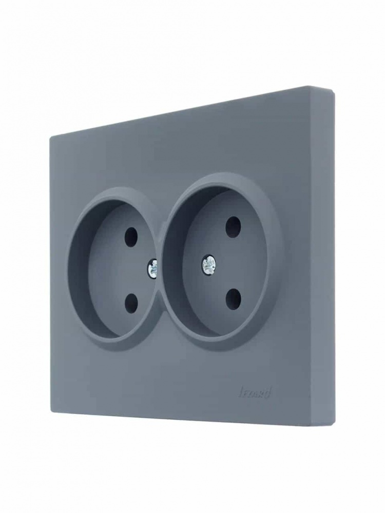 Розетка подвійна побутова без заземлення Lezard Vesna шефілд грей 742-3400-128B