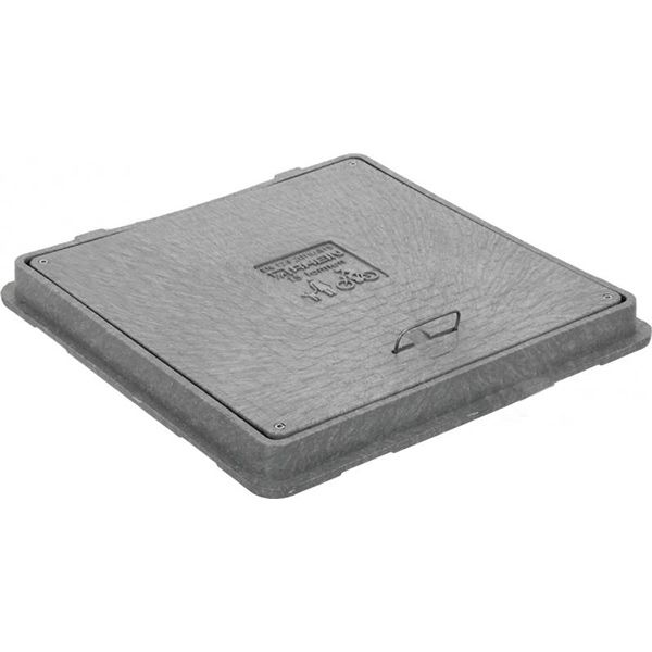 Люк канализационный Rhein 650x650 мм A15 с замком серый