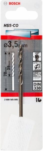 Сверло по металлу Bosch HSS-CO STANDARD 39x70 мм 3.5 мм 2608585845