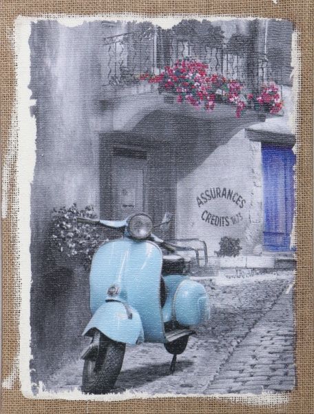 Картина на мішковині Скутер Vespa 30x40 см 