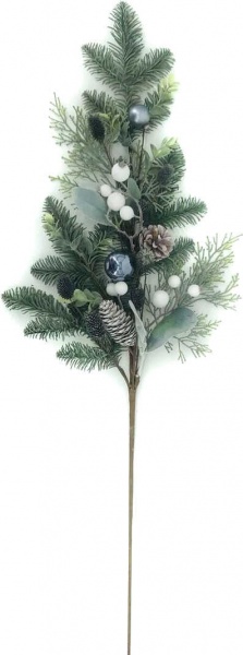 Гілочка декоративна New Star хвойний мікс з кульками та шишками 85 см A3-51170 