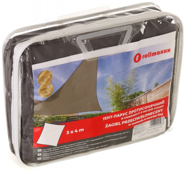 Тент-парус POLI прямокутник 3x4 м темно-сірий 