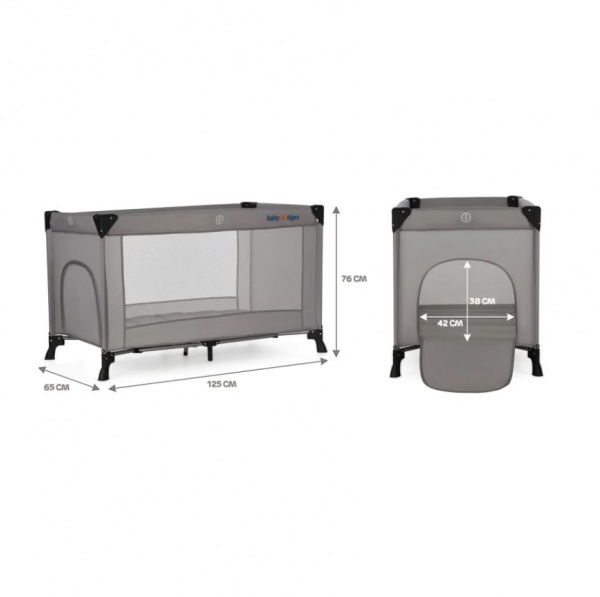 Манеж-ліжко Kinderkraft Babytiger Viki Grey BLVIKI00GRY0000