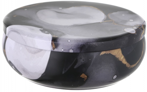 Свеча в металлической банке Марбл черная 13,4x5 см