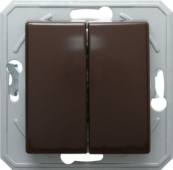 Переключатель проходной двухклавишный TEM Ekonomik без подсветки 10 А 250В шоколадный SE63CBXO-U