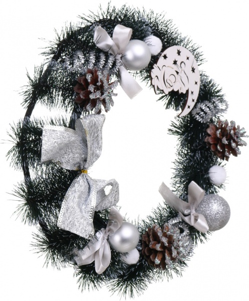 Вінок різдвяний з прикрасами колір в асортименті d370 мм 