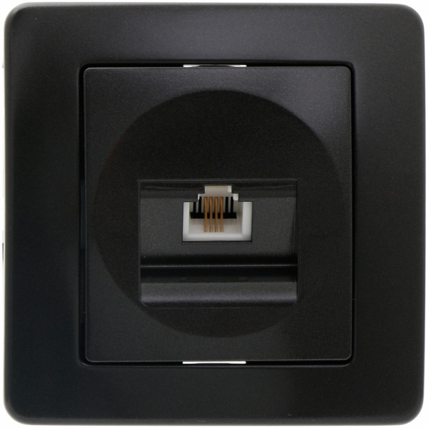 Розетка телефонна TEM Ekonomik RJ11 6/4 чорний KE36NB-B