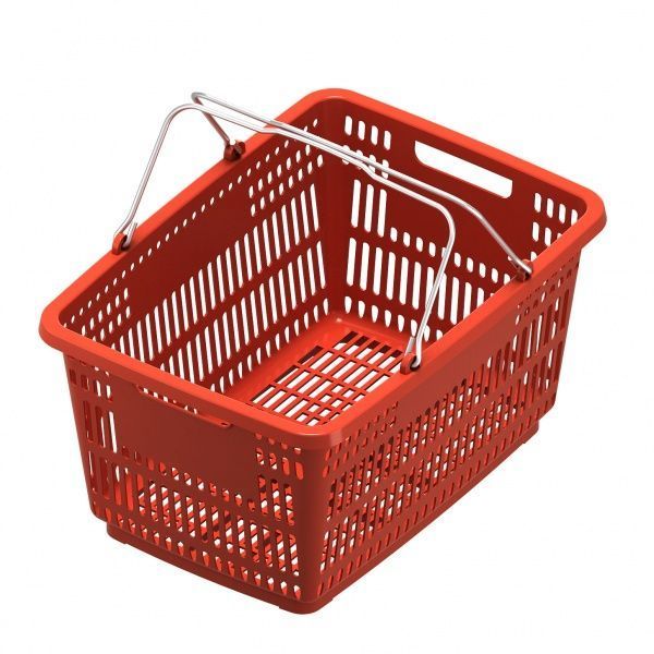 Кошик торговельний EPG універсальний з ручками 30 л, 375х475х240 мм, червоний