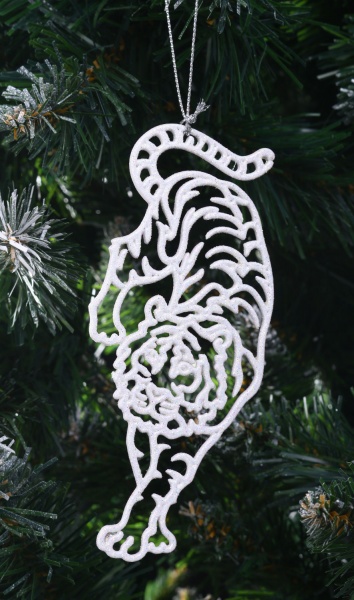 Подвеска Тигрик-полосатик 2Д d 12 см белый