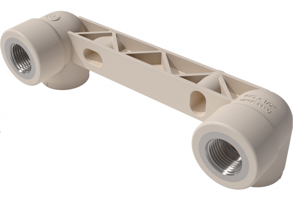 Колено внутренняя AlcaPipe двойное настенное PPR grn (150) 20x1/2