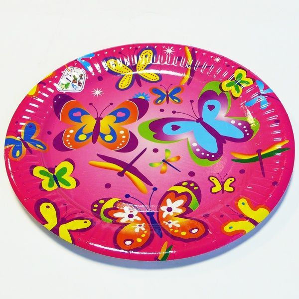 Тарелка бумажная Party House «Бабочки» 180 мм 6 шт.