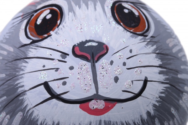 Куля новорічна символ року ручної роботи d 80 мм сірий