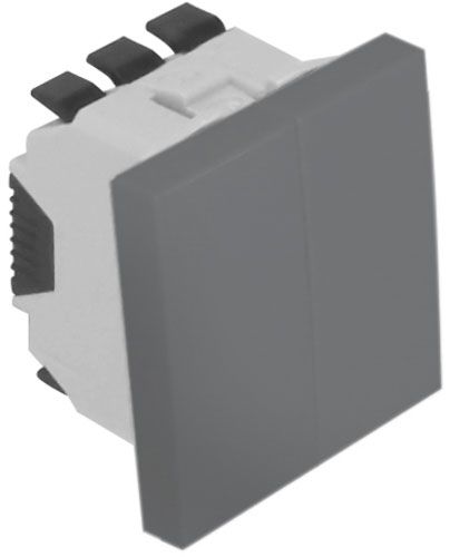 Вимикач двоклавішний Efapel Quadro без підсвітки 10 А алюміній 4606112 SAL