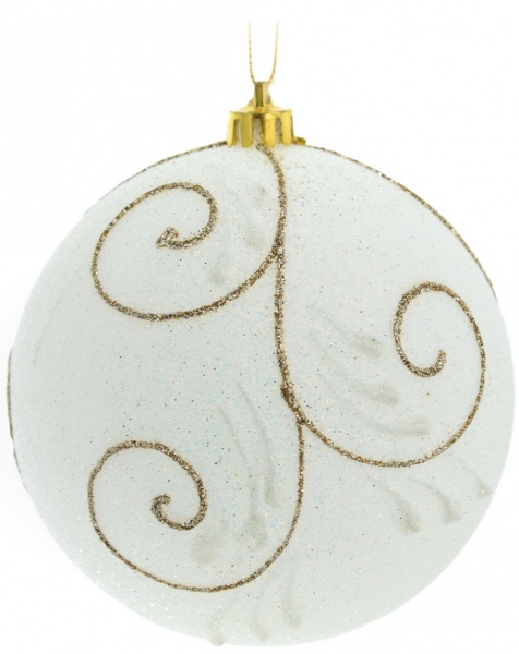 Шар новогодний Метель 80 мм белый 5714