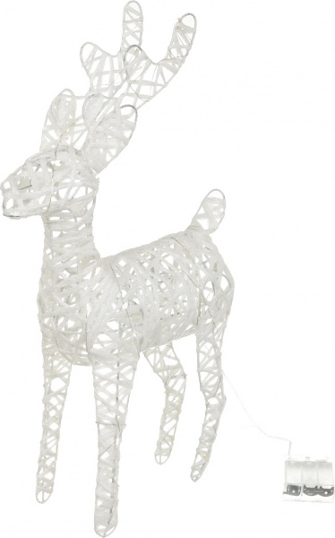 Декоративная фигура в форме оленя белого цвета встроенный светодиод (LED) 40 ламп 24 см 